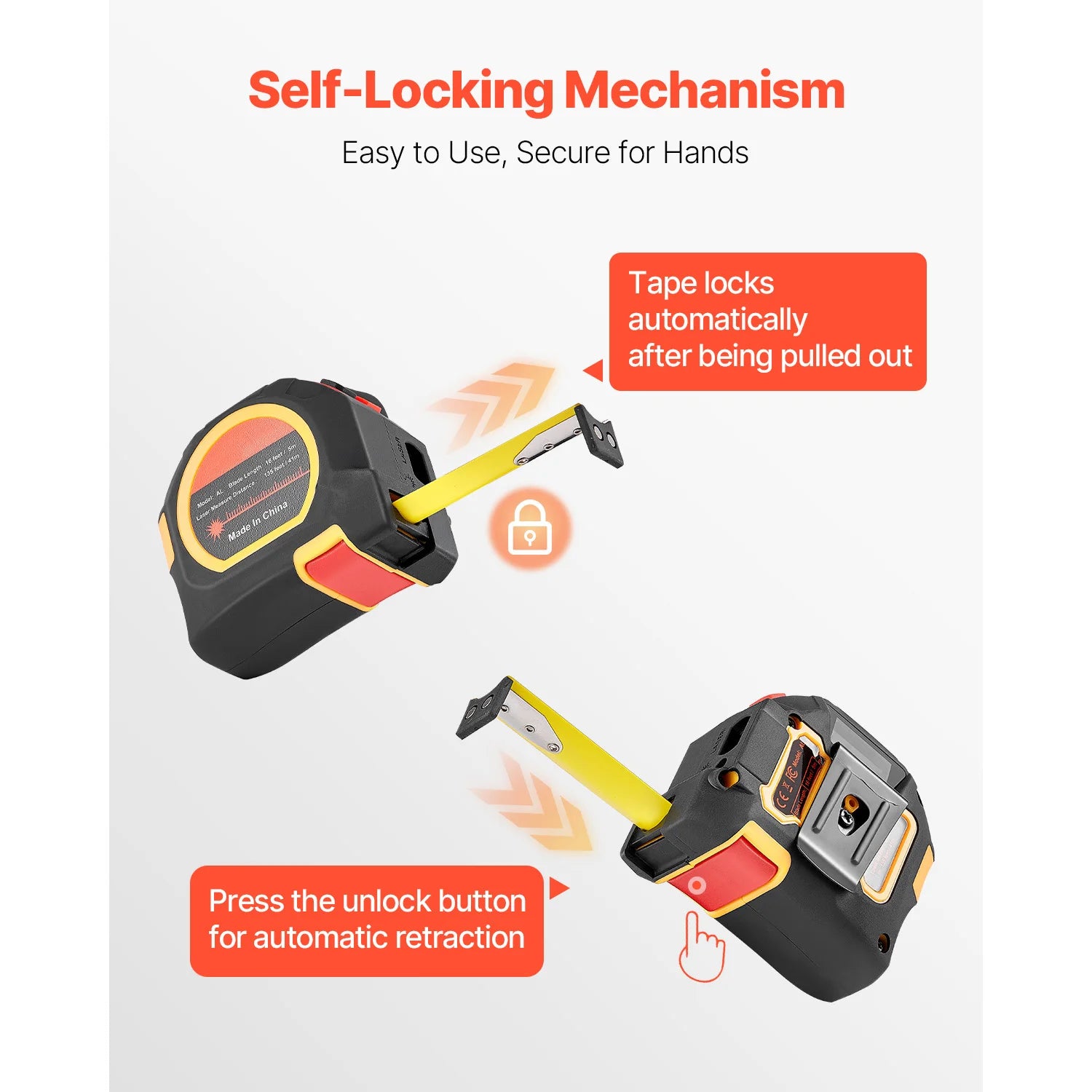2-in-1 Laser Tape Measure 135ft + 16ft Rechargeable Tool