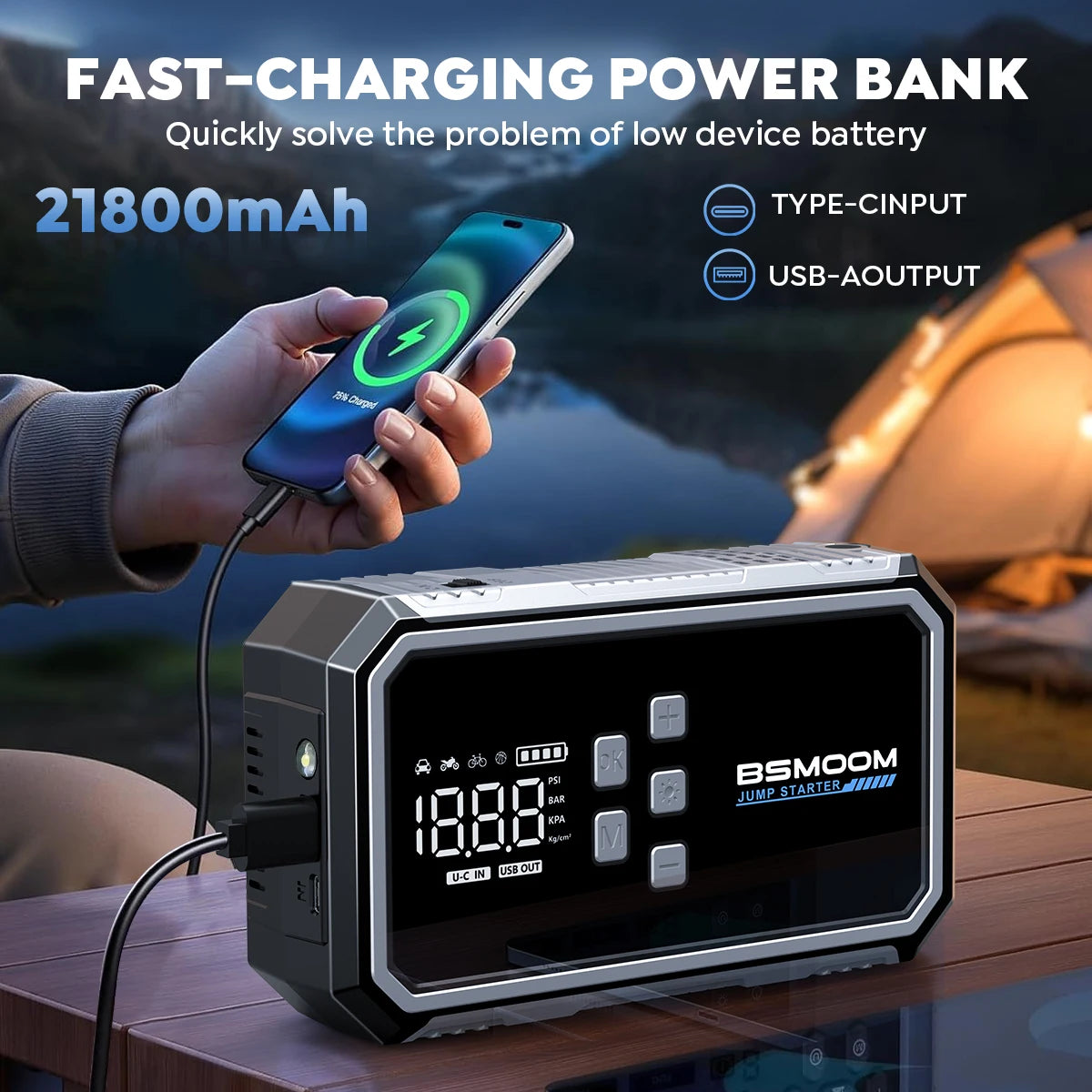 Autóindító, légkompresszor, power bank 12V