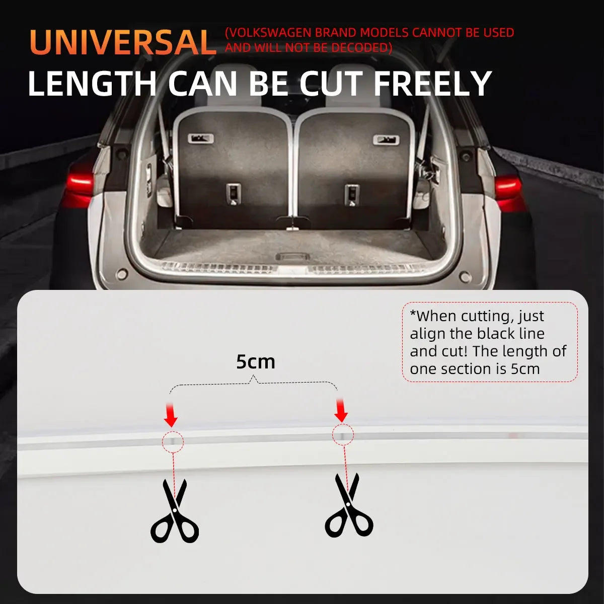 4M Auto Sensor LED Trunk Light Strip for Car Luggage Space