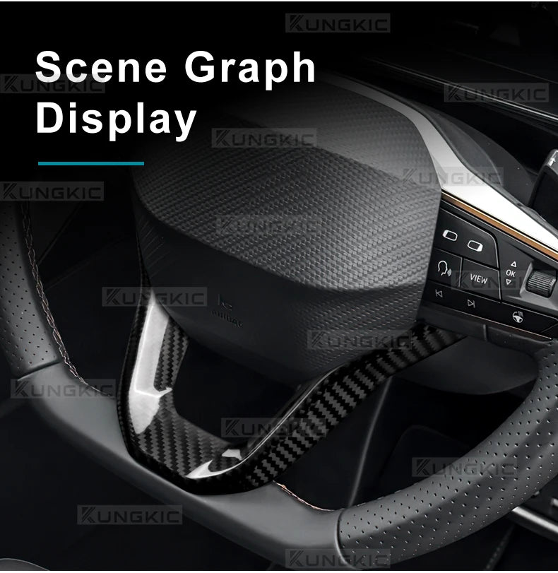 Dry Carbon Fiber Steering Wheel Bottom Trim for Seat and Cupra