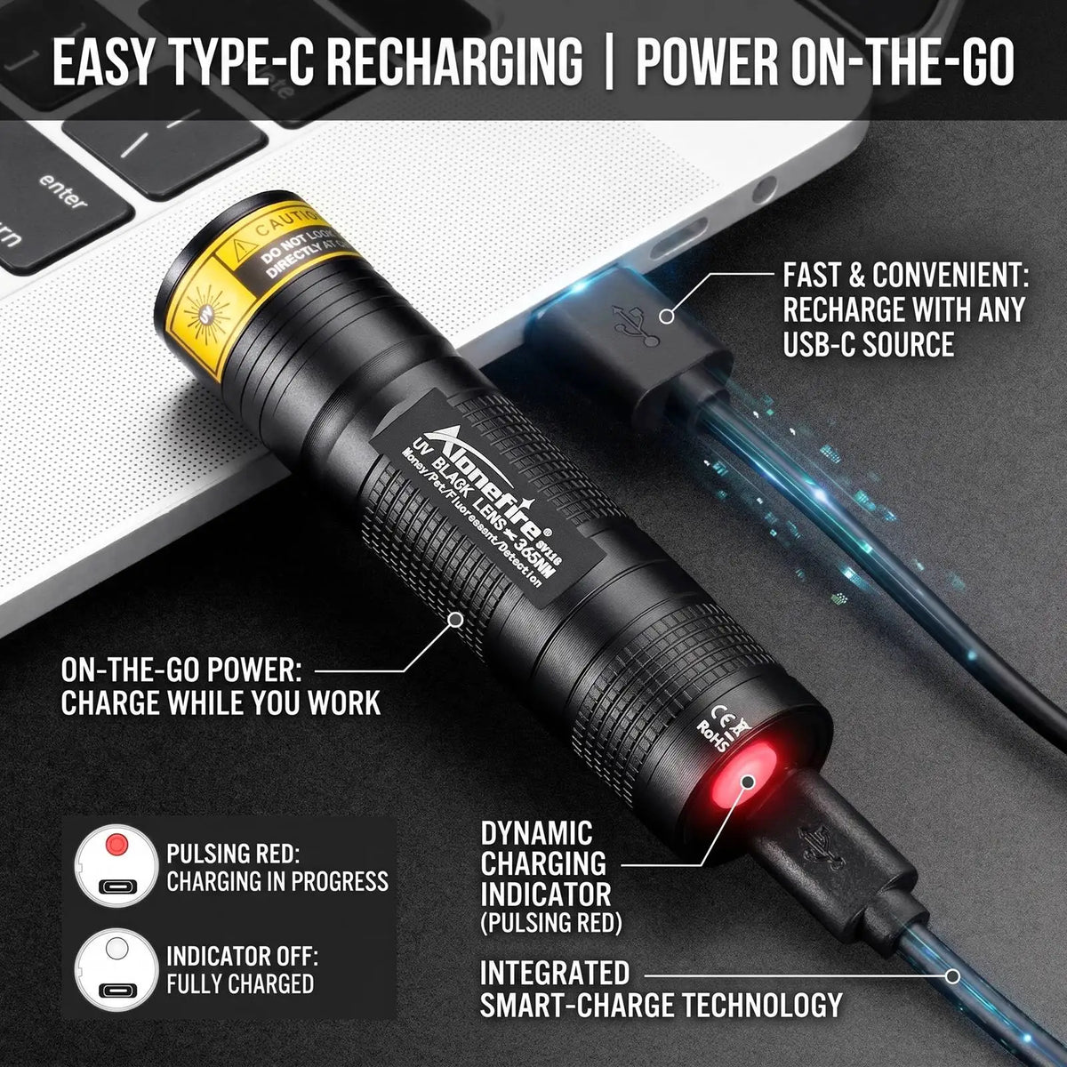 Lumina UV mini 365nm/395nm, USB reîncărcabil, lampă hiper UV pentru uscarea adezivi, animale de companie (pisică, câine), urină, tinea, bani, cuțit, scorpion, detectare lumina
