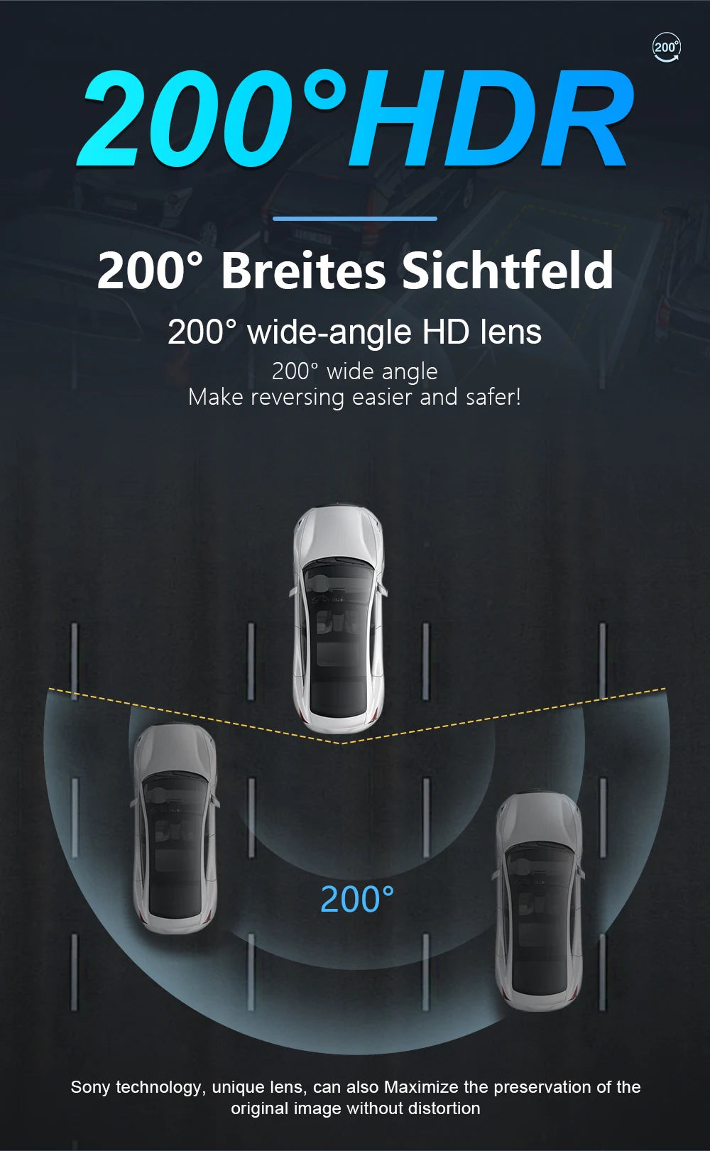 AHD 1920x1080P Car Rear View Camera 200° for Fisheye Golden Lens Full HDR Night Vision Vehicle Back Car Reversing Front Camera