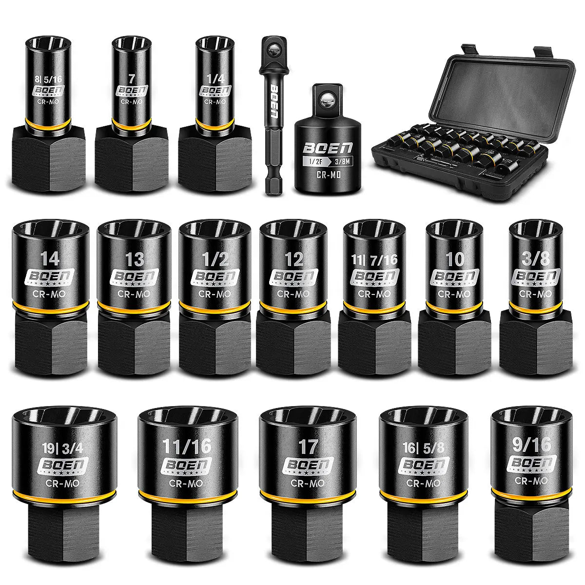 17-Piece Impact Bolt Extractor Kit for Damaged Bolts