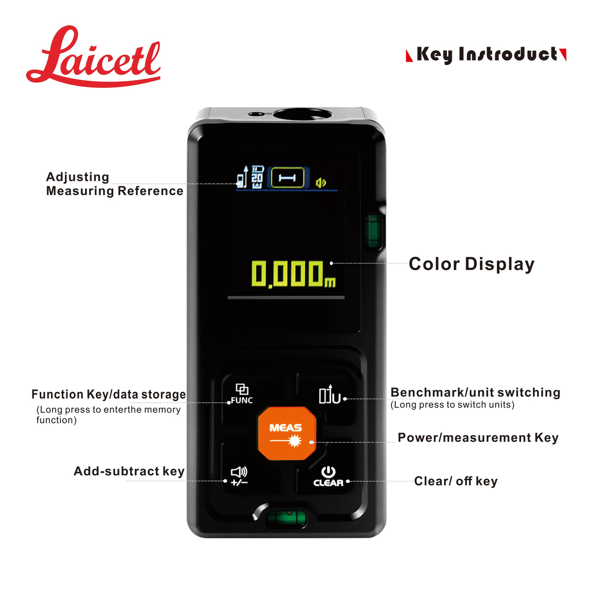 Handheld Laser Distance Meter with Bubble Levels