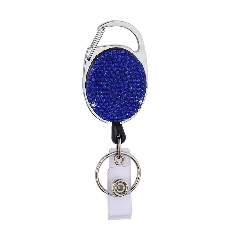 Retractable Crystal ID Badge Reel Keychain