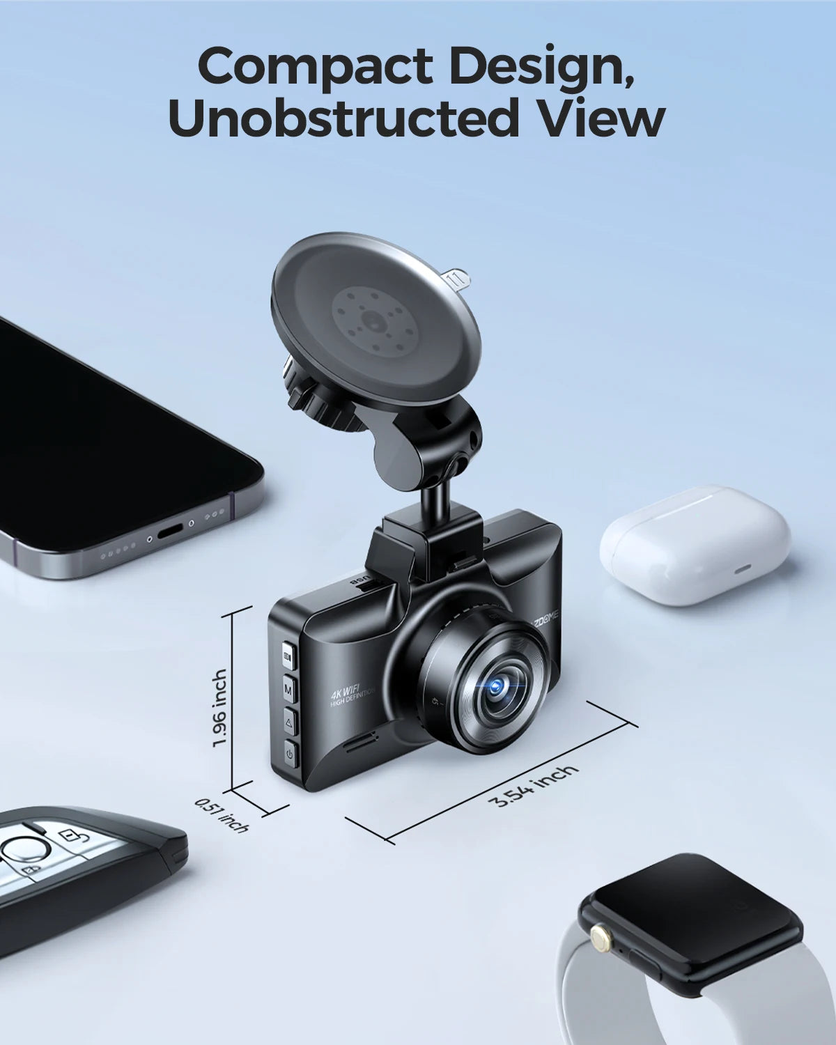 AZDOME 4K Dual Dash Cam with 3" Screen and Rear Camera