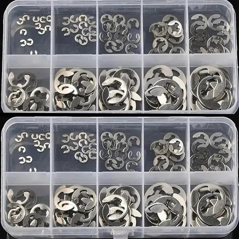 Kit de anillos de retención E de acero inoxidable, 120/240 piezas, 1.5-10 mm