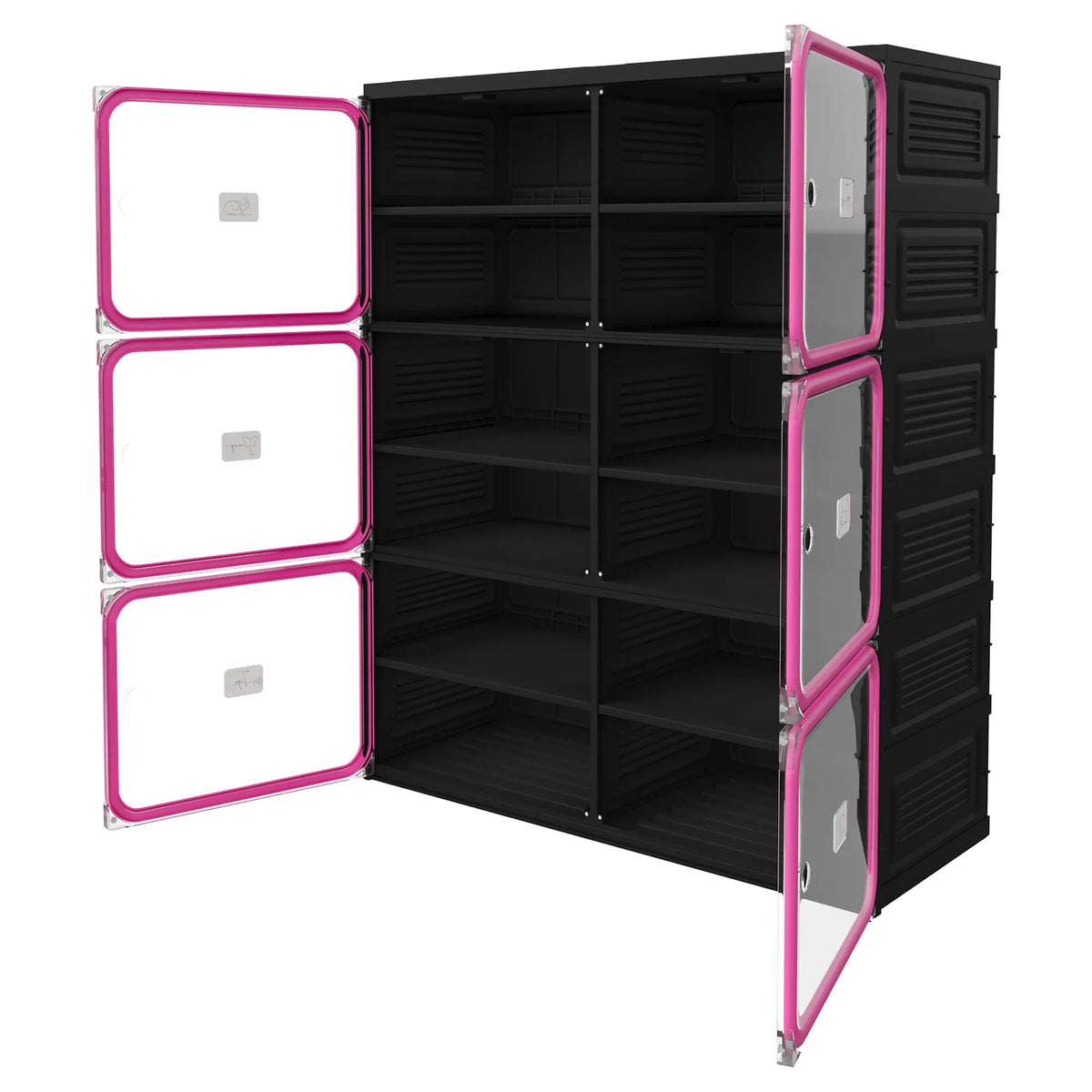 Νarrow Shoe Cabinet Folding Shoe Cabinet With Magnetic Door, Shoe Rack With 6 Doors And 12 Compartments, Shoe Cabinet, For 24 Pairs Of Shoes, 85 X 34 X 108 cm, Plastic Storage Cabinet, For Living Room, Bedroom, Hallway