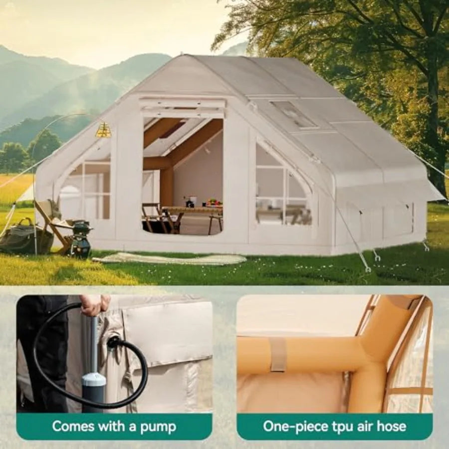 13x10ft Inflatable Camping Tent for 8 People with Pump