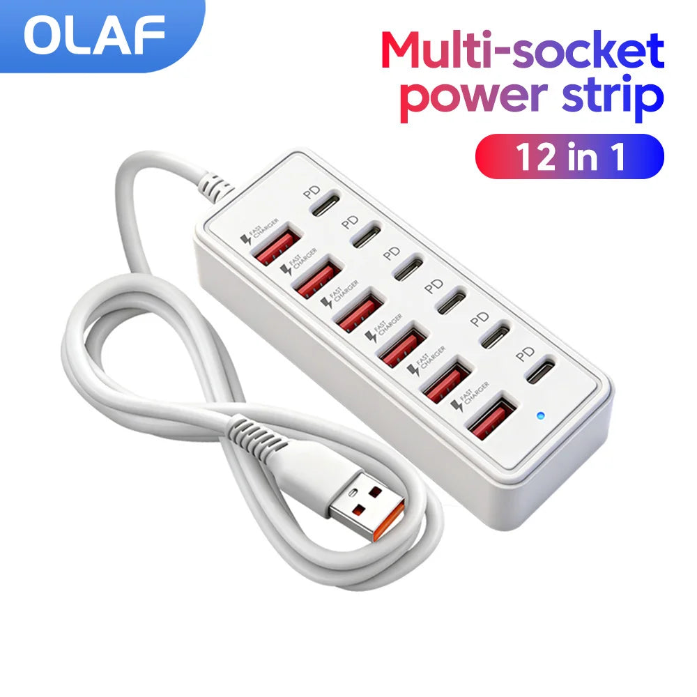 Namizni polnilnik z dvanajstimi vrati USB-A in USB-C