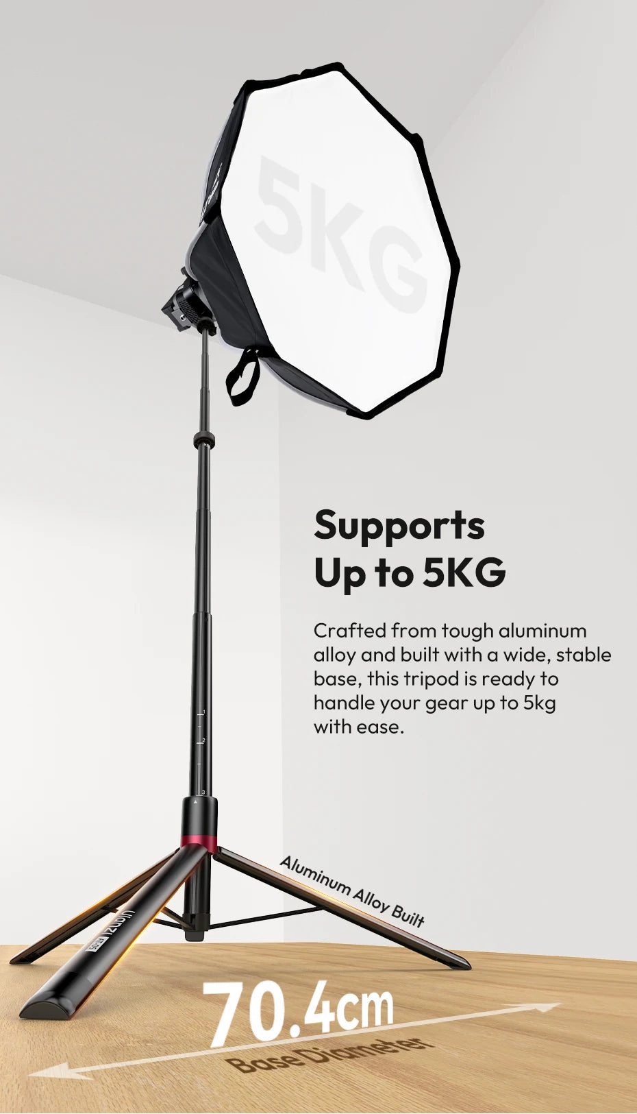 Ulanzi AT-05 2M Heavy Duty Light Stand Foldable Tripod with 1/4" Universal Mount for Photography Video Lights Cameras Livestream 