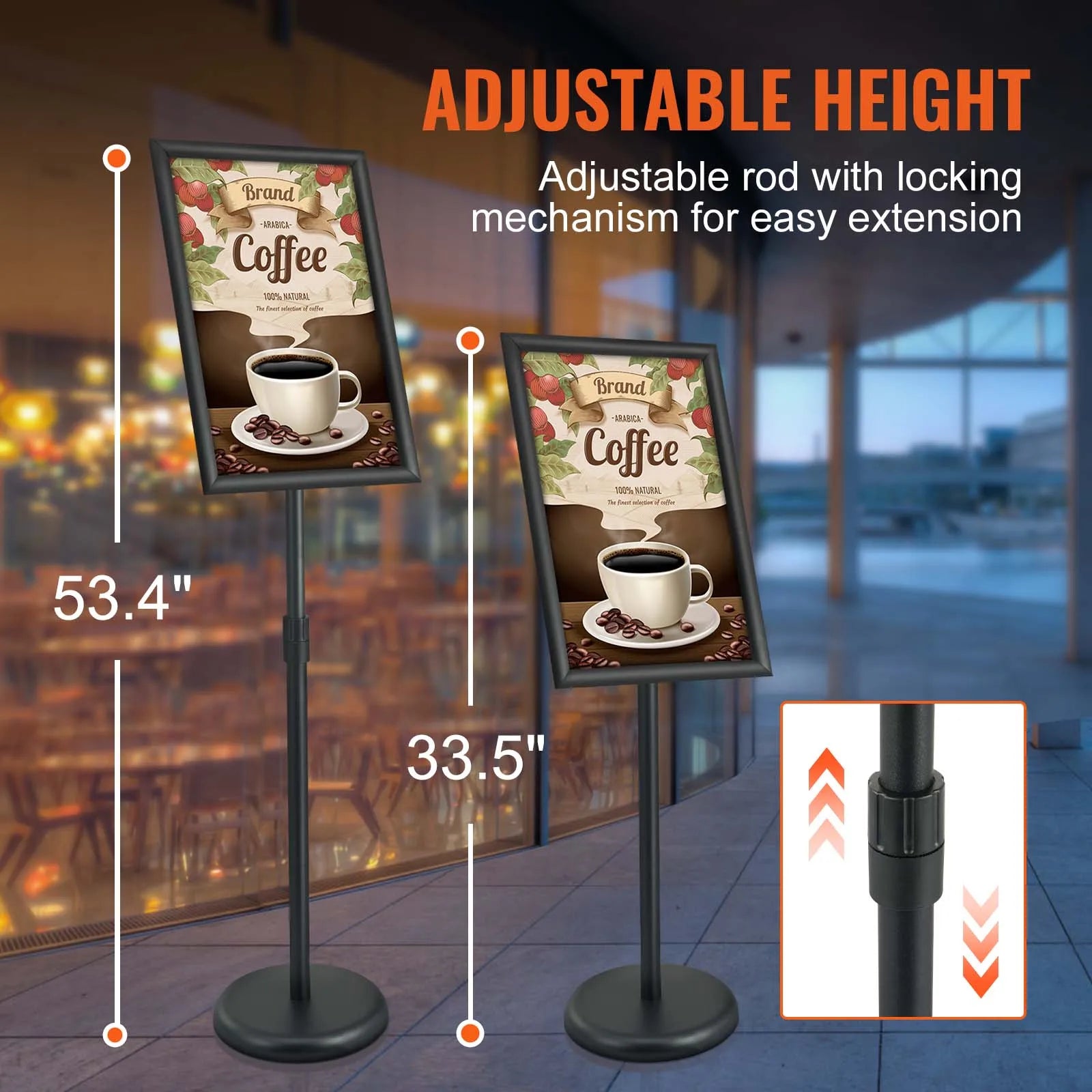 VEVOR Podest-Displayhalter vertikal & horizontal verstellbar, robuster Boden-Posterständer für Display-Werbung und Außenbereich