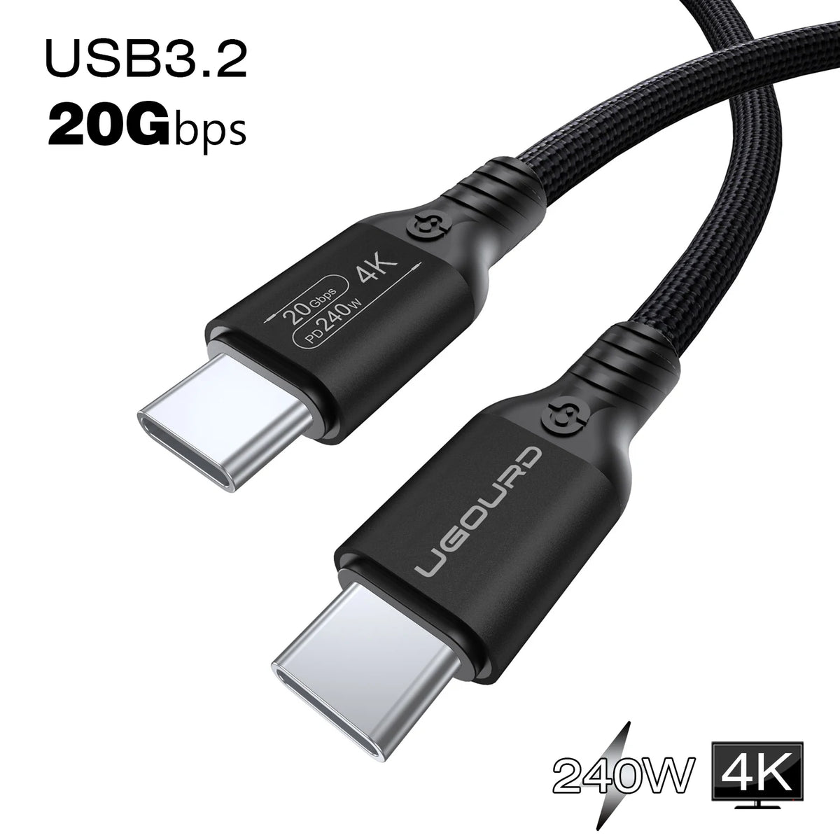 USB-C-kabel med 20 Gbps, stöd för 240 W och 4K60