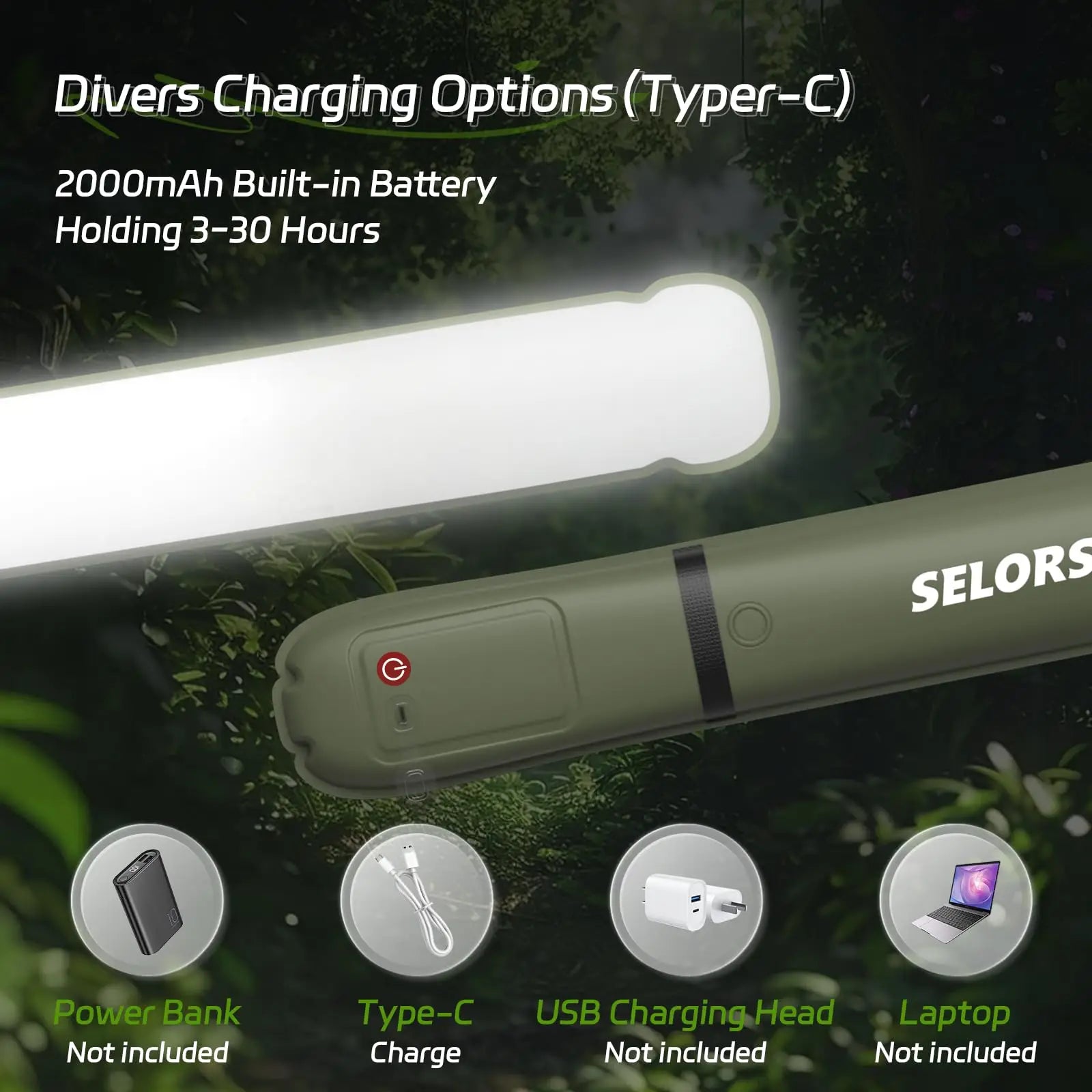 Rechargeable Portable Camping Light Waterproof 2000 mAh