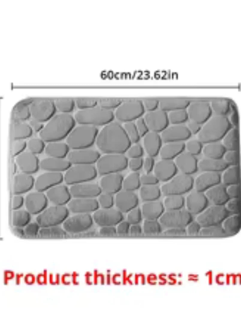 1pc Memory Foam Embossed Velvet Carpet Bathroom Living Room Non-Slip Mat Cobblestone Floor Mat Home Furnishings 