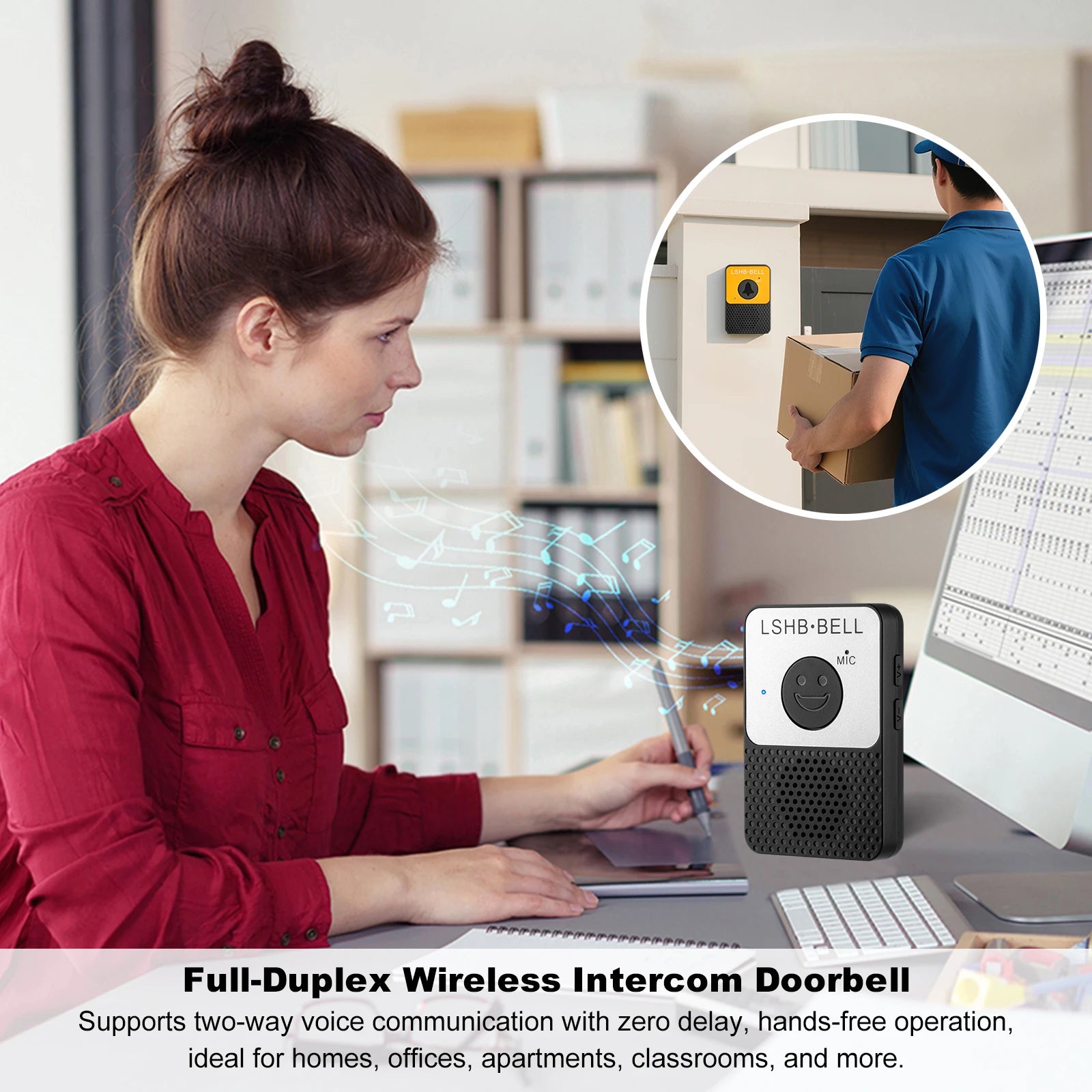 Citofono Wireless con Campanello, Portata di 800 piedi e Audio Bidirezionale Vivavoce