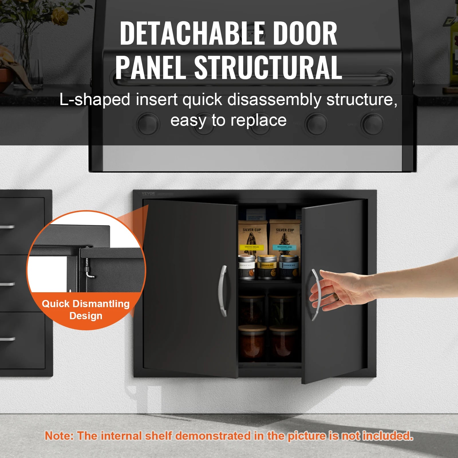Stainless Steel BBQ Access Door Double Flush Mount Outdoor Cabinet Door