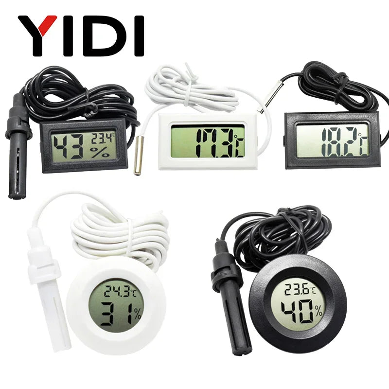 Round LCD Thermometer-Hygrometer with Probe, White