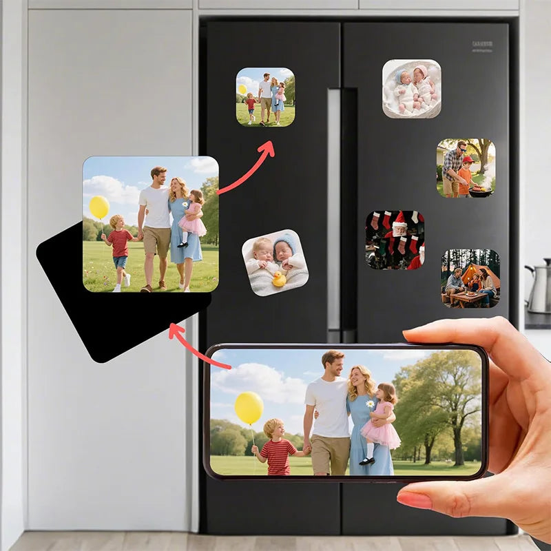 Magnet frigorific pătrat vidat, 5x5 cm, set DIY confecționare magneți