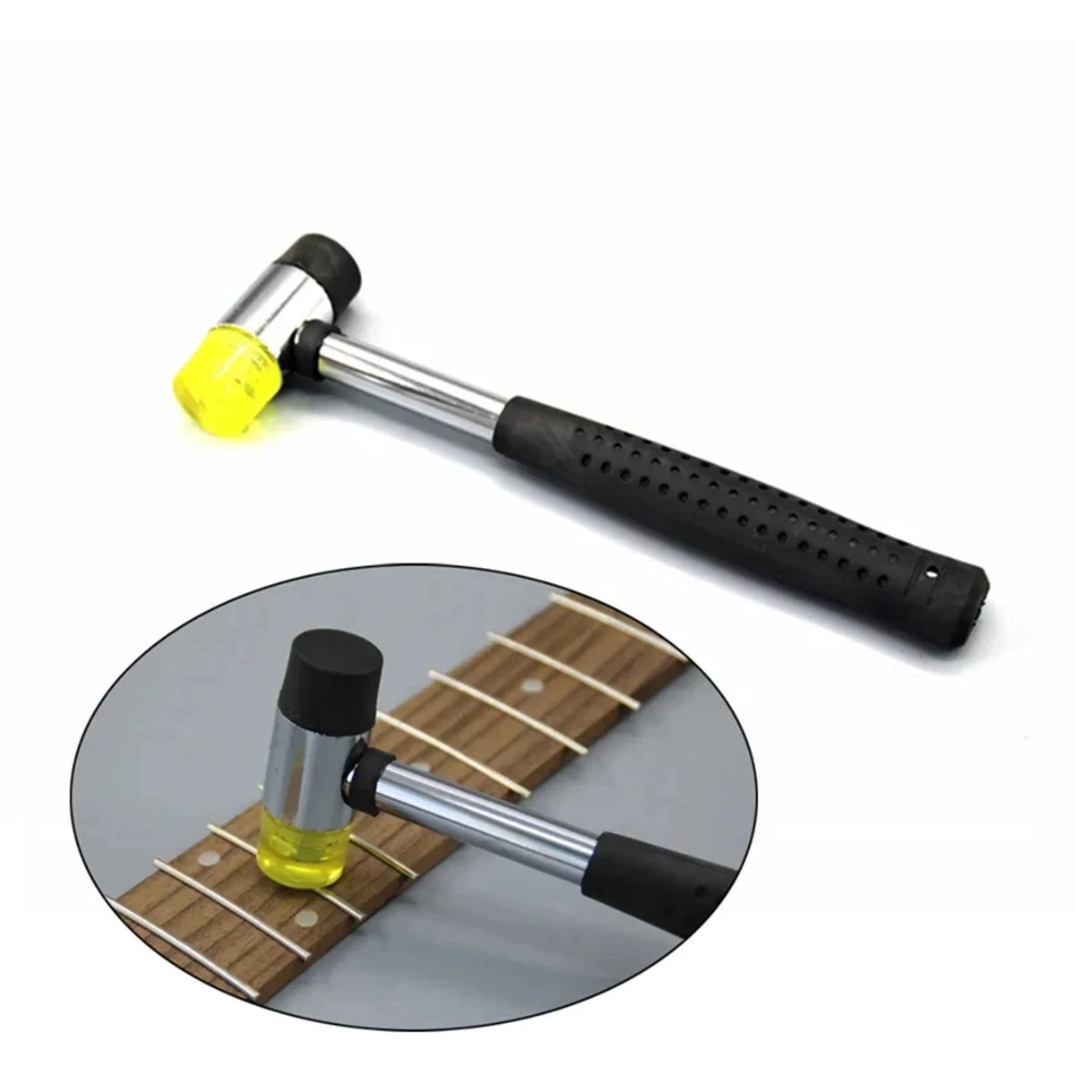 Double-Headed Fret Hammer with Replaceable Faces