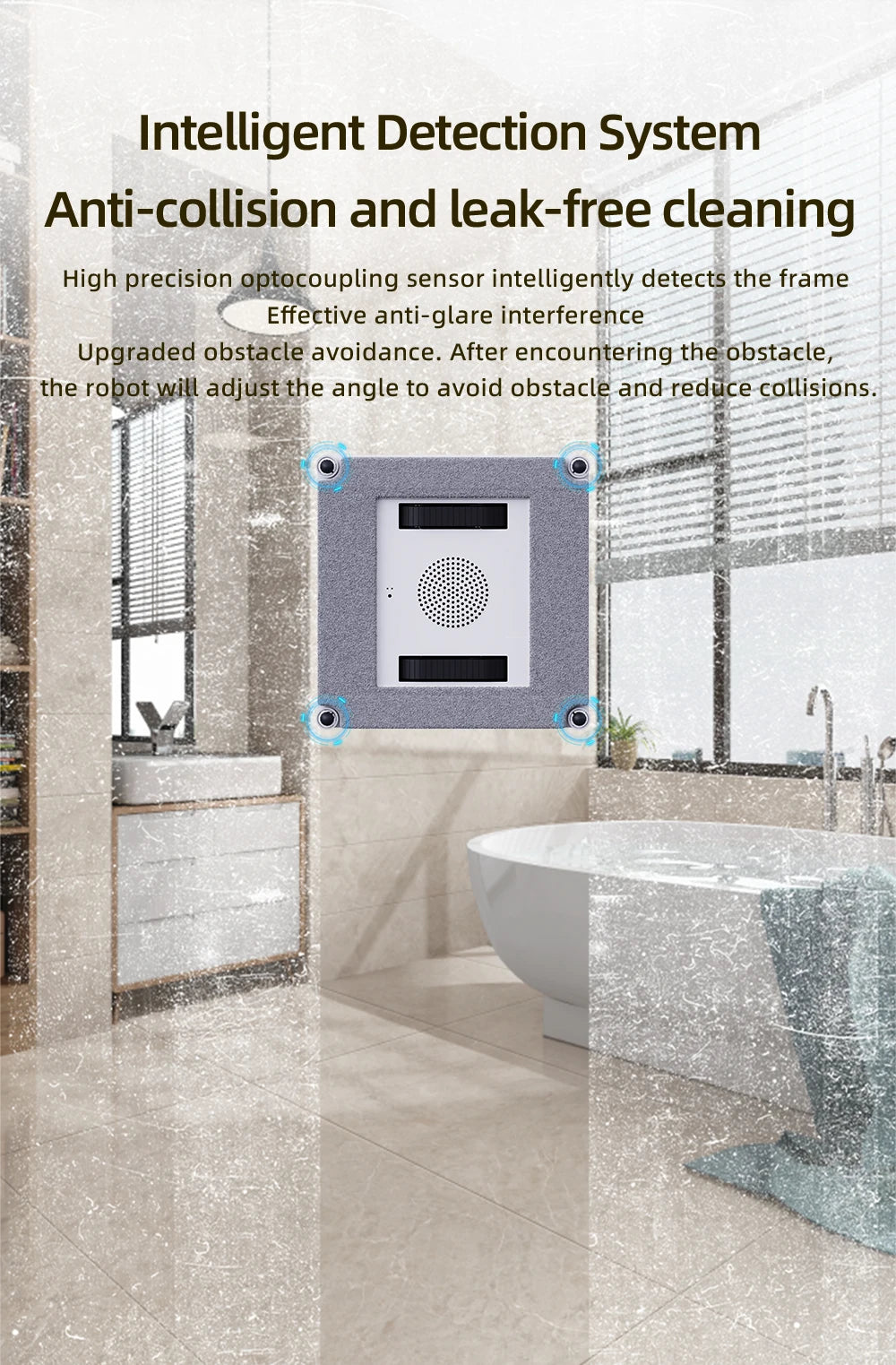 Window Cleaning Robot with Smart Navigation & 4-Way Water Spray