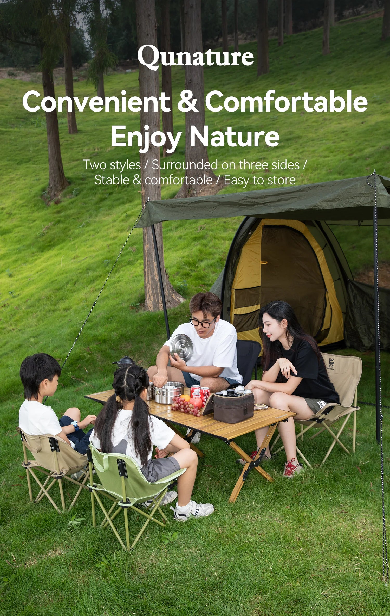 Folding Camping Chair Portable Steel Frame Picnic & Travel Seat