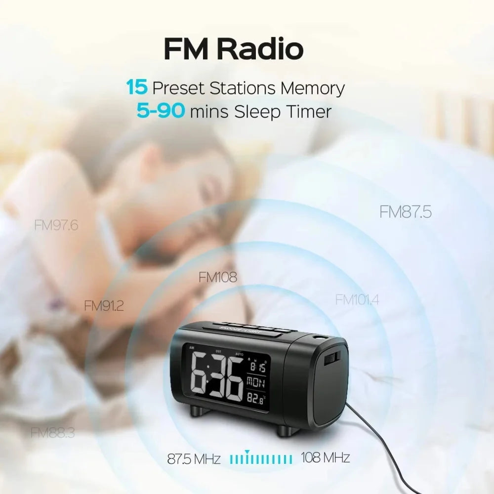 Projection Alarm Clock with FM Radio