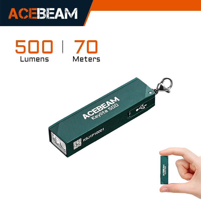 Compact 500-Lumen Rechargeable Keychain Torch