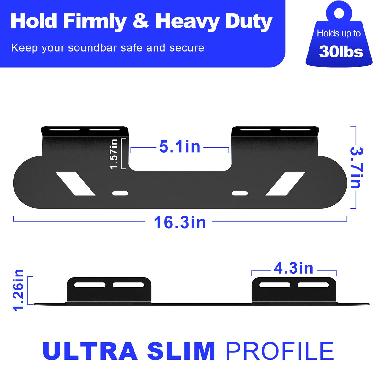 Metal Soundbar Wall Mount Bracket Set
