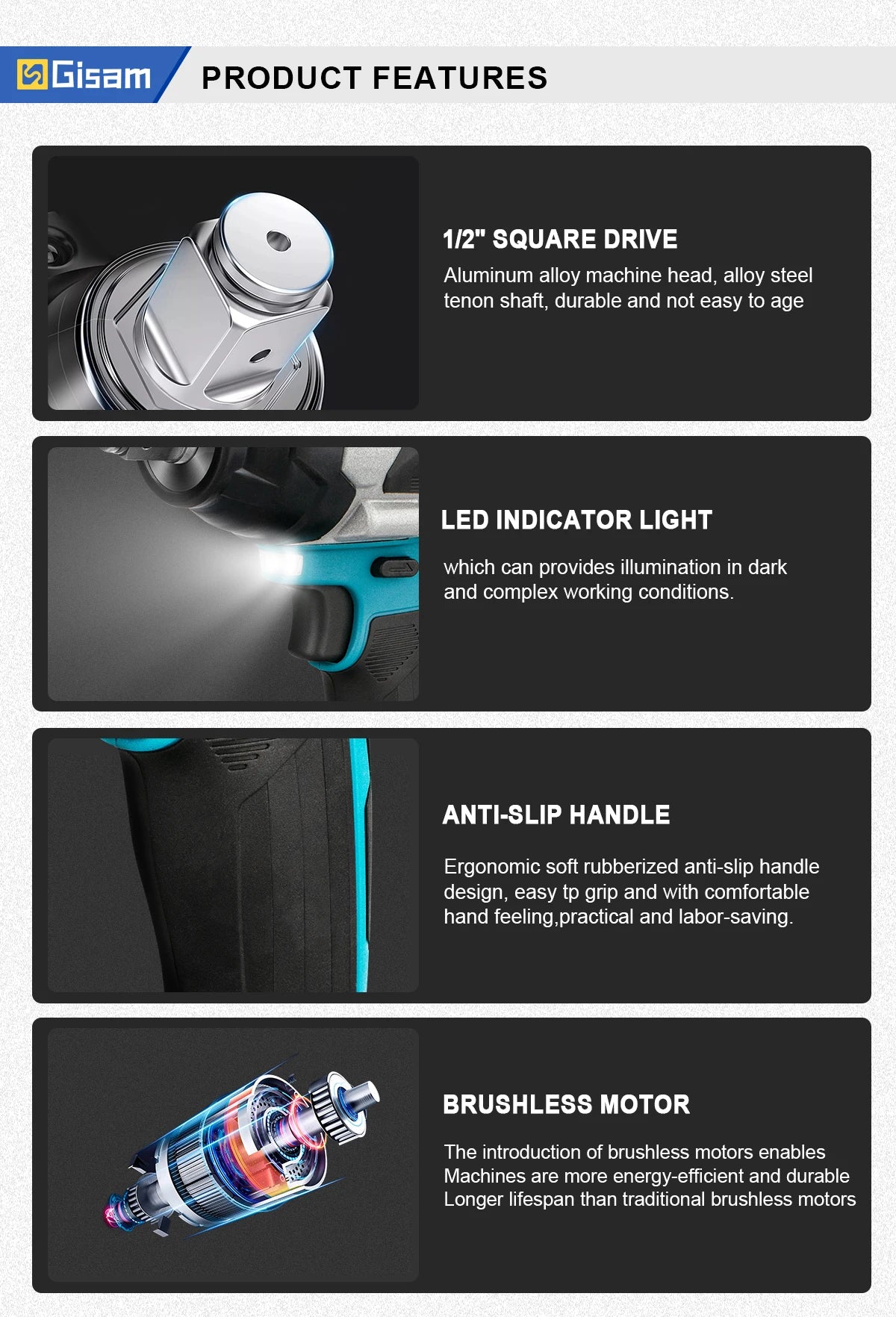 1800N.M Brushless Electric Impact Wrench for 18V Makita Batteries