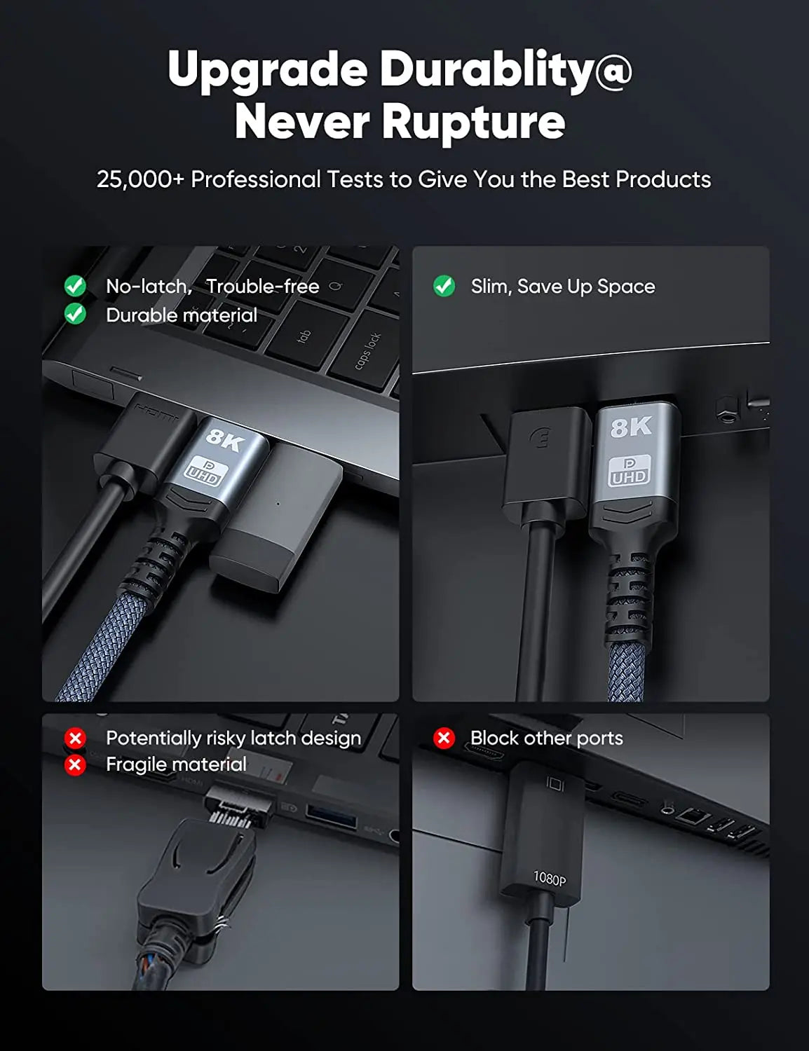 Braided DisplayPort 1.4 Cable - Length Options