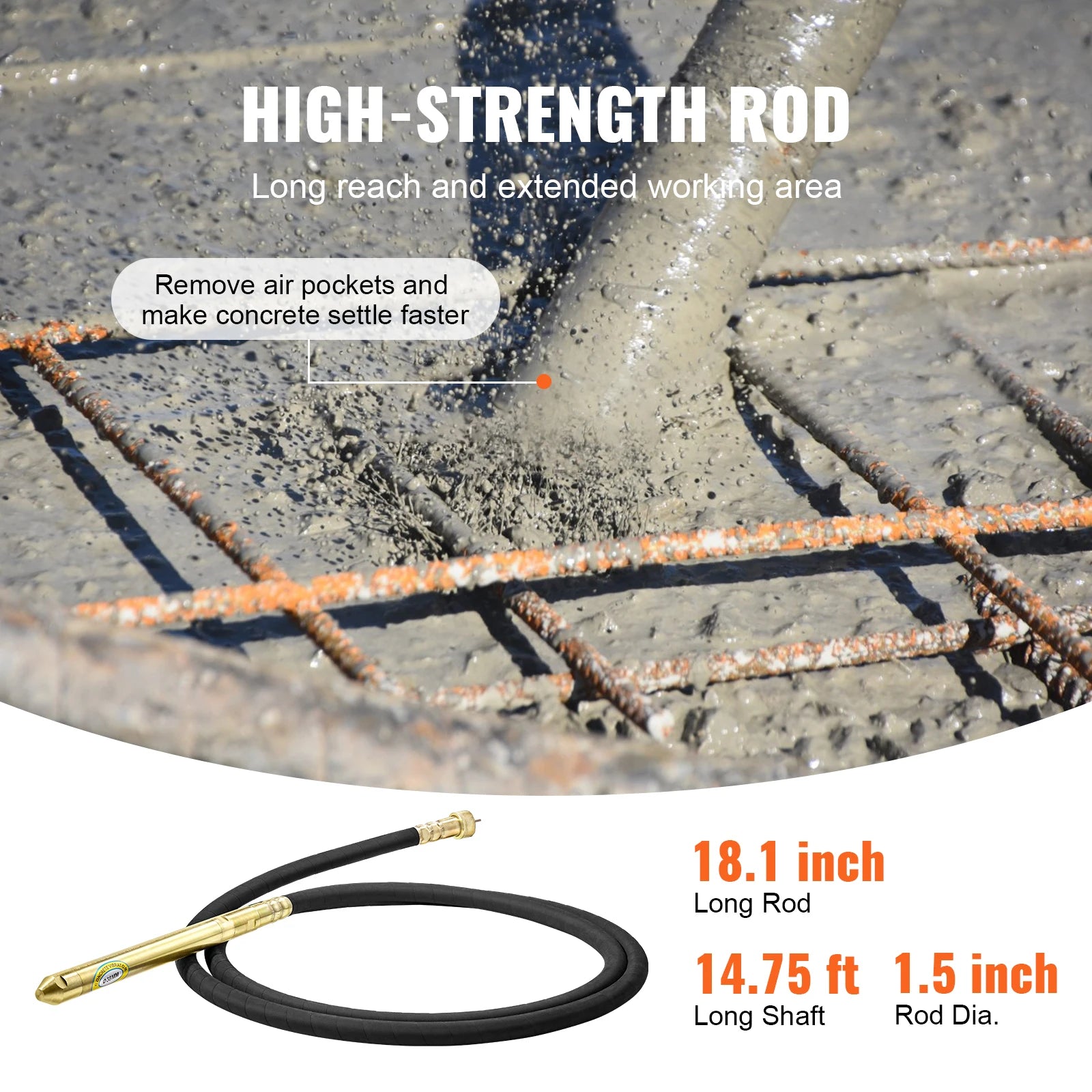 Elektrický betonový vibrátor 800W, 13000 ot./min, nástroj pro zhutňování cementu