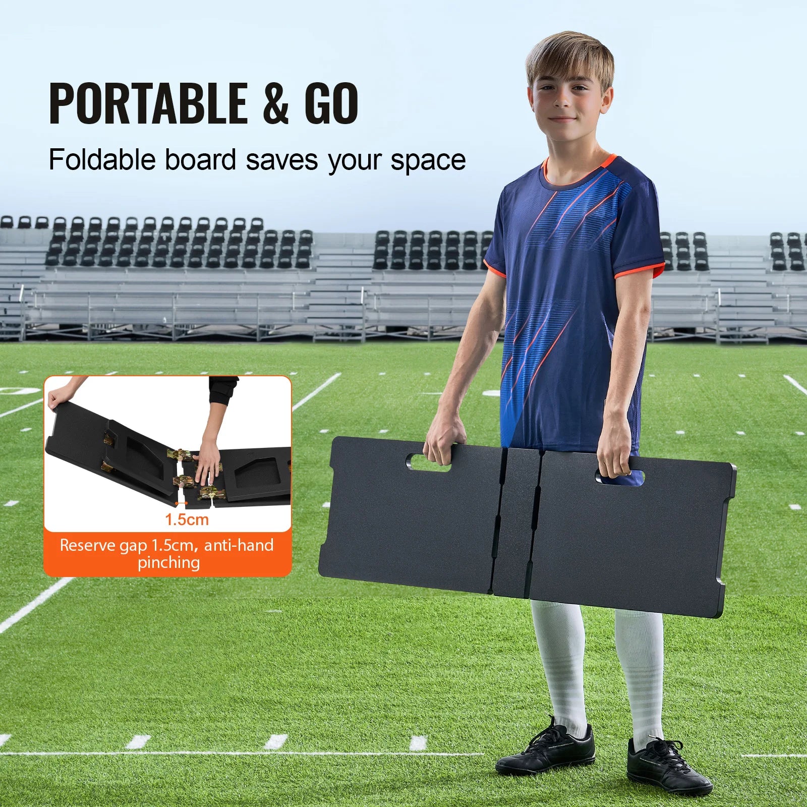 SucceBuy fodboldrebounderbræt 45" x 13" bærbart fodboldvæg med 2 vinklede reboundpunkter til børn og voksne for pasnings- og skudtræning