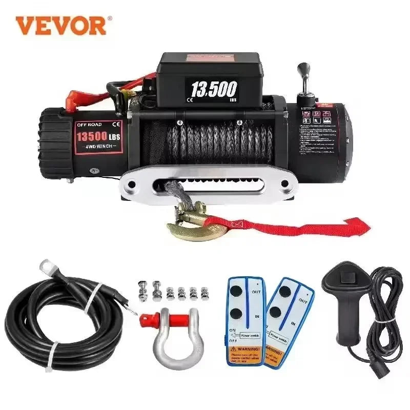 13,500 lb Electric Winch 12V with Synthetic Rope & Remote Control