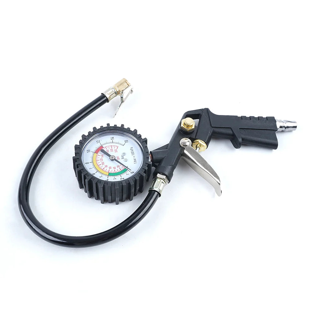 Tire Pressure Gun 0-16Bar/0-220PSI Pressure Gauge, Tire Pressure Measuring Tool, Inflatable/Deflated, Inflation Pump Accessories