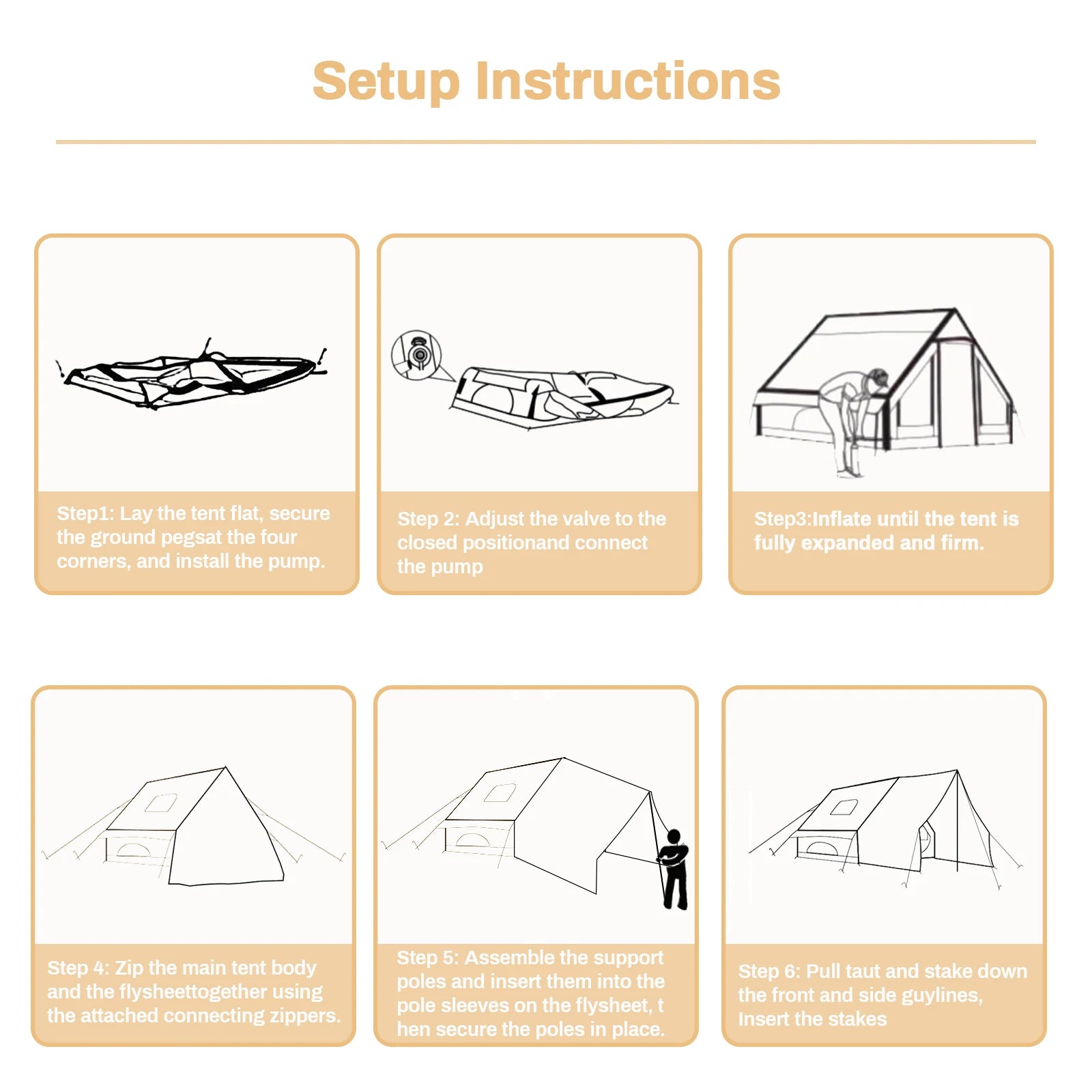 Inflatable Camping Tent for 4-8 Persons with Carry Bag