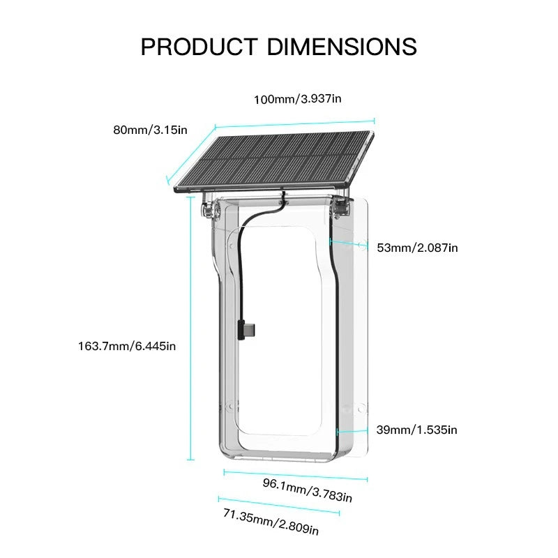 Outdoor Wireless Video Doorbell with Solar Rain Cover Camera IP65 Waterproof Digital Door Monitoring Smart Home Video Intercome