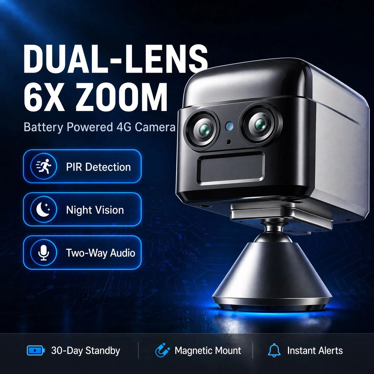 OKAM PRO WIFI MINI Double objectif HD 10MP Zoom 6X Caméra 4G SIM With Two-Way Talk Vision nocturne Détection de mouvement PIR Caméra de sécurité étanche
