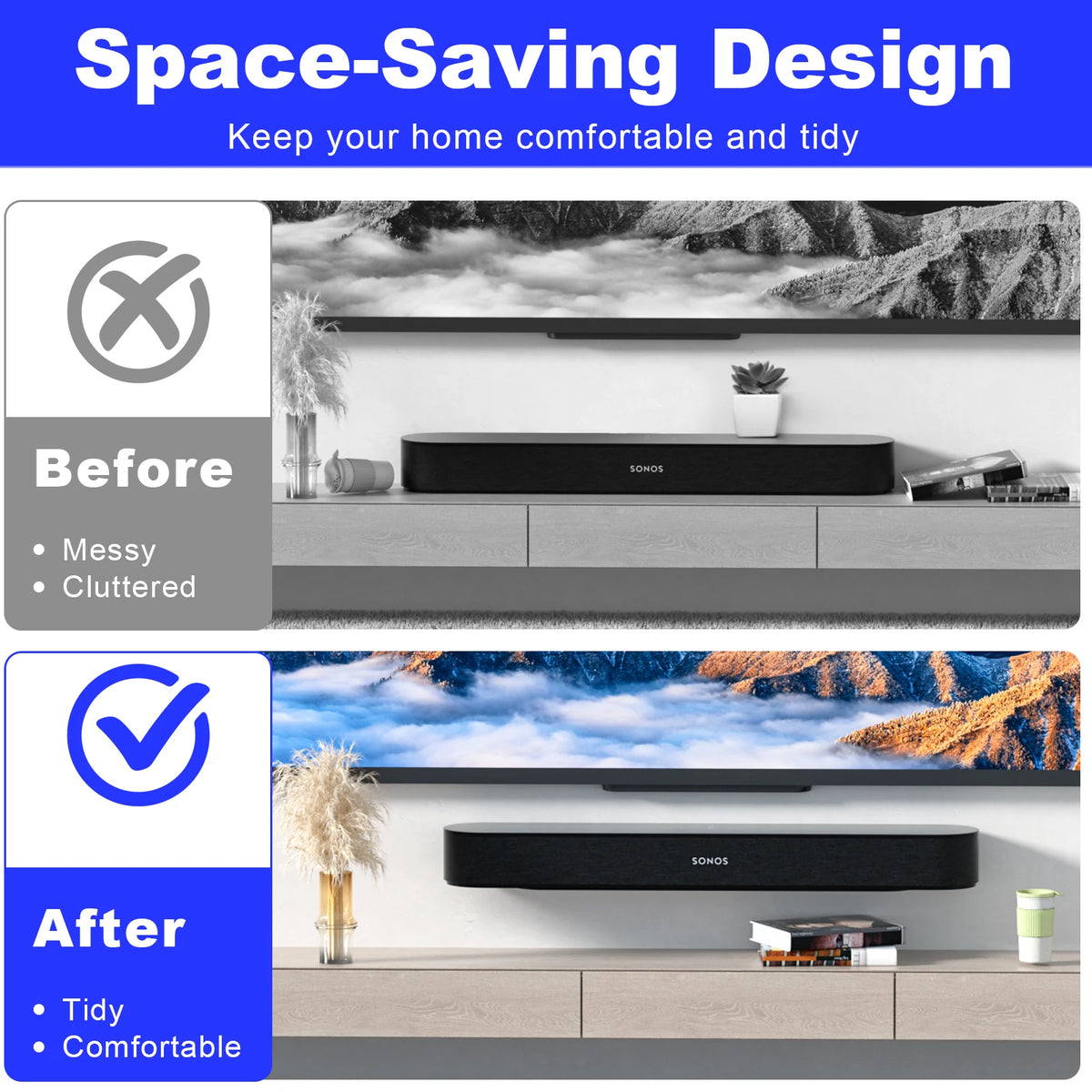 Metal Soundbar Wall Mount Bracket Set