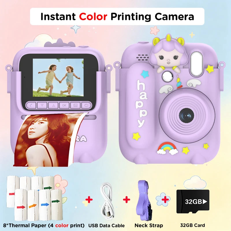 Kids Instant Color Printing Camera 32GB 1080P