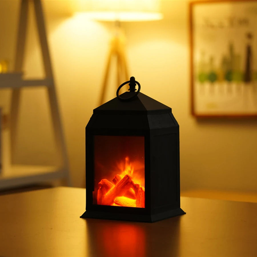 LED Flame Effect Night Light, Nordic Style Fireplace Decor