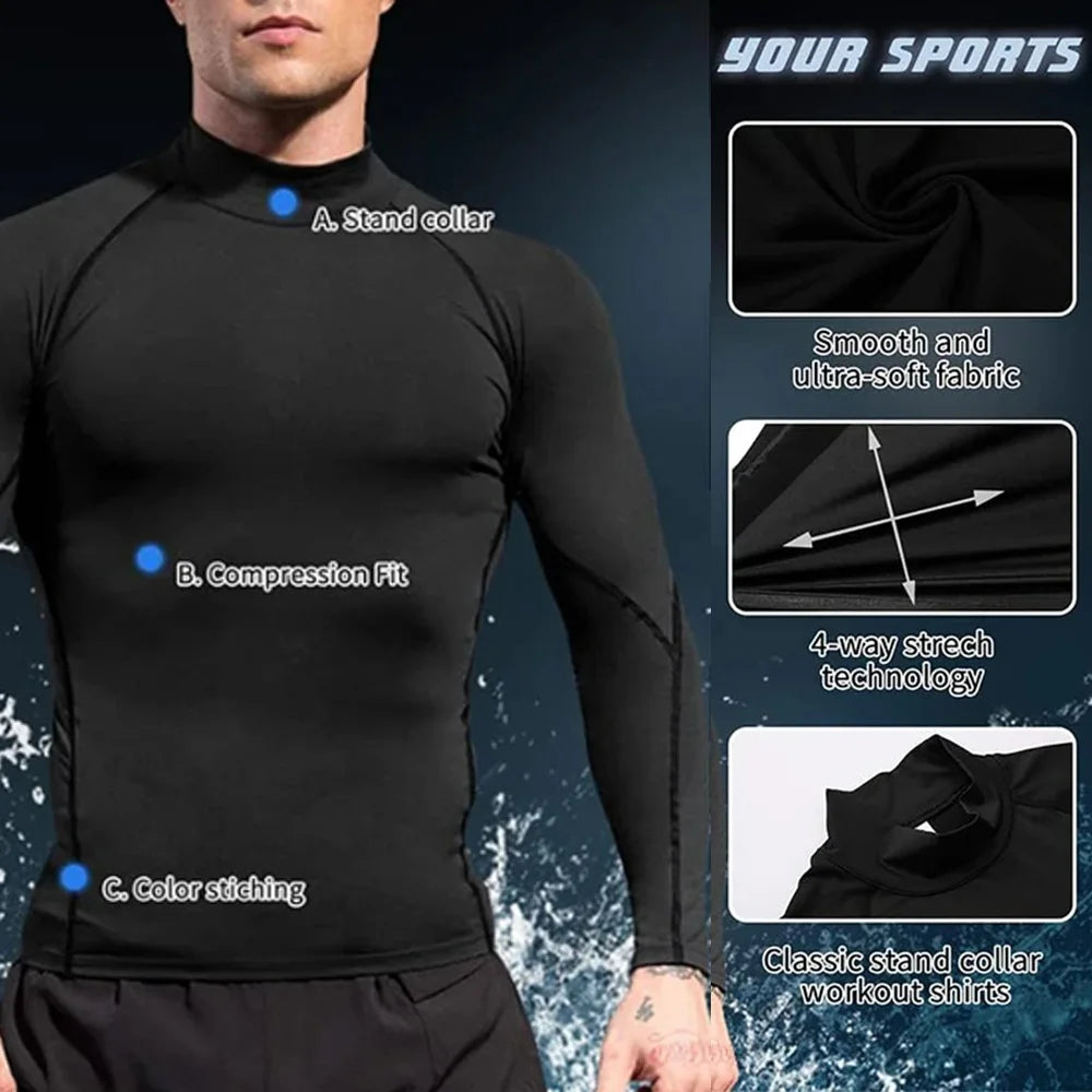 Winter Man Compression Shirt Cycling Clothing Warmth Shirt Warm Bottoming Shirt Men Compression T-Shirt Gym Sportswear 2024 New 