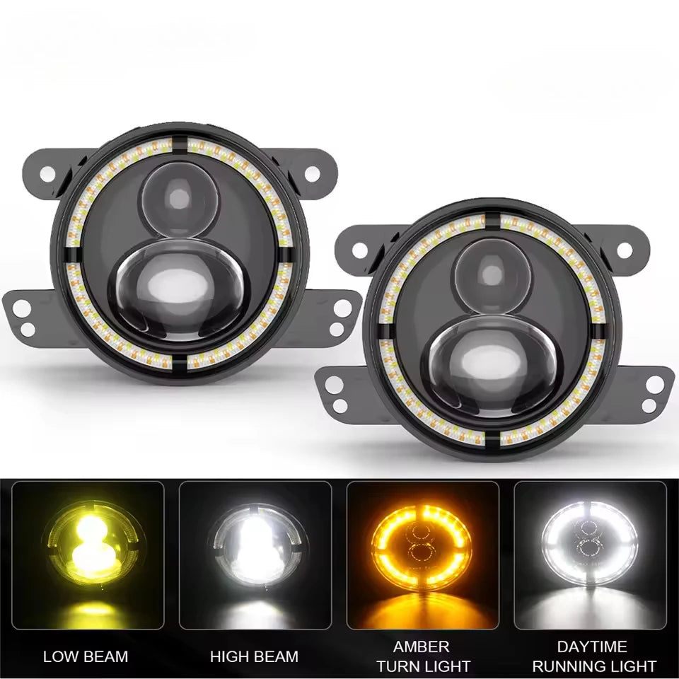 7 Inch LED Headlight Halo Ring with Hi/Lo Beam, Angel Eyes DRL and Amber Turn Signal