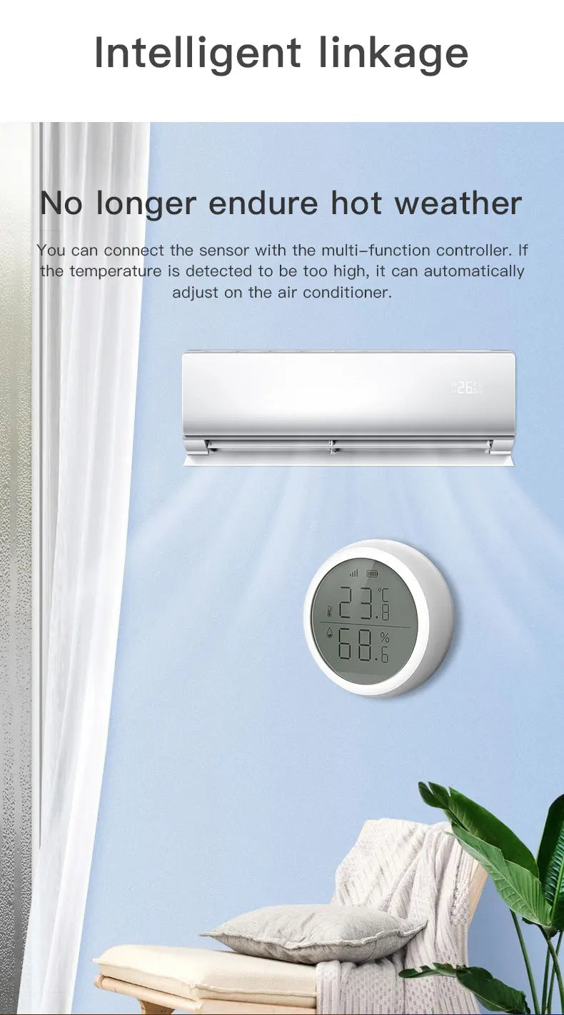 Work with Tuya Smart ZigBee Thermometer Home Indoor Temperature And Humidity Se nsor LCD Display APP Voice Control Alexa Google Home Assistant