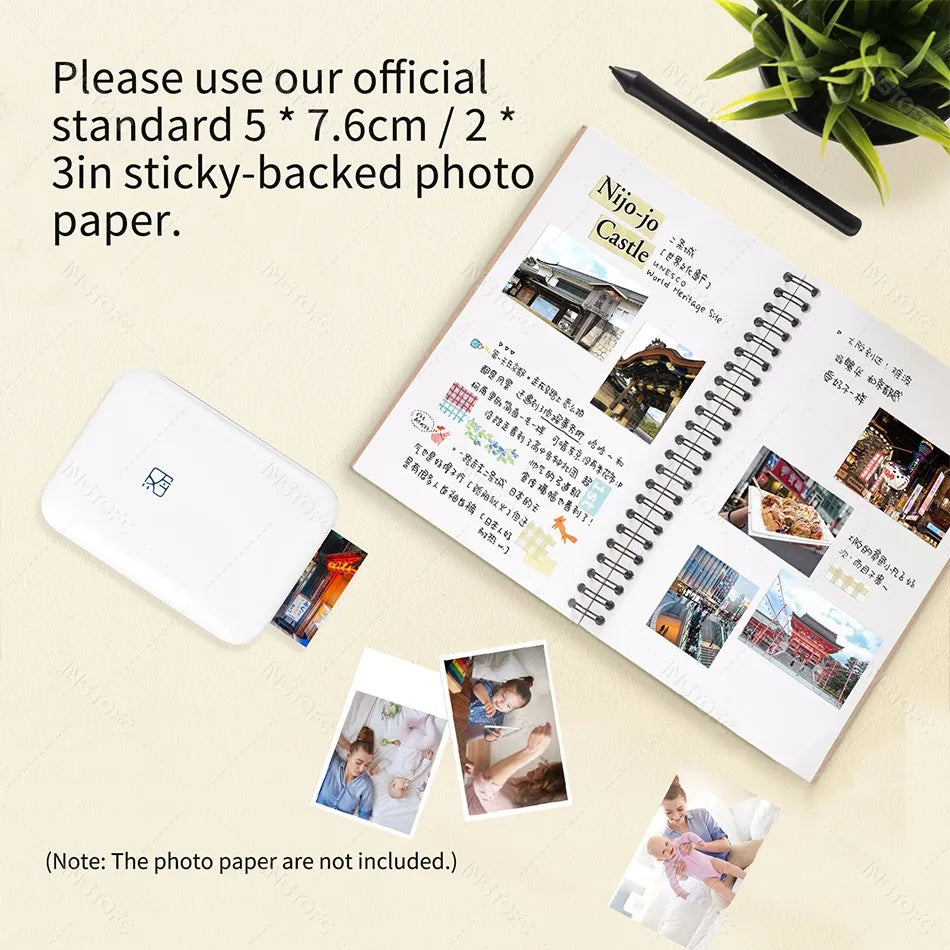 MT53 Color Photo Portable Printer Mobile Phone Mini Handheld Pocket Wifi Bluetooth Printing Machine 2x3 inch Sticky-Backed Paper 