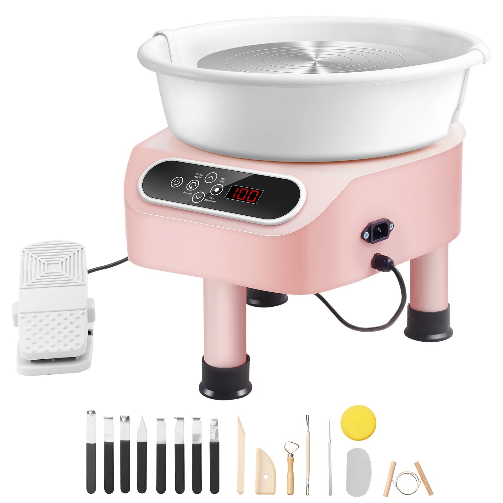 11-Inch Electric Pottery Wheel 450W with Foot Pedal Control