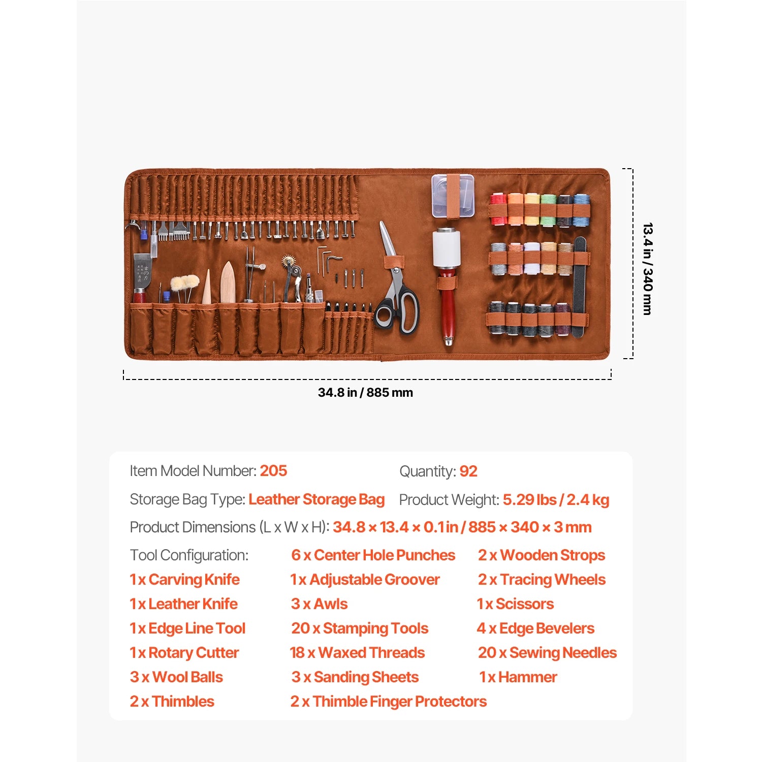 Leather Working Tools Kit Set with Storage Bag (38–92 Pieces)