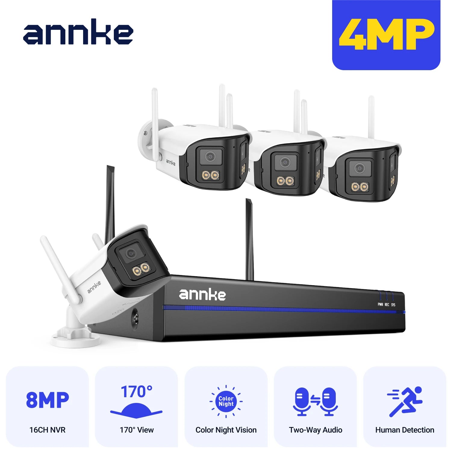 ANNKE 16-Channel Wireless NVR 4MP Dual-Lens Security System