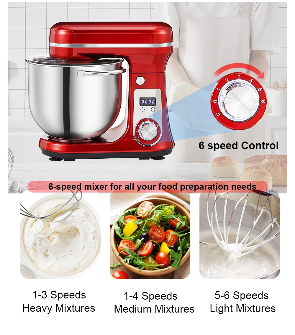 Kitchen Stand Mixer 6-Speed 1200W 6L