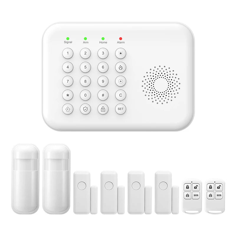 PGST 4G WiFi Home Burglar Anti Theft Security Alarm Complete Kit Works with Tuya Works with Smart Life Smart App Remote Control Wireless Sensor Combination Standby Power Backup Alarm System Apartment Villa Store Warehouse Eur